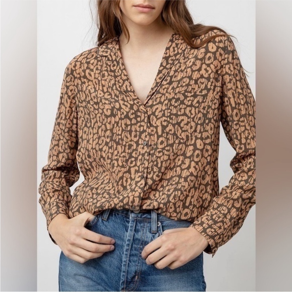 Rails Brown Leopard Print Button Down Shirt